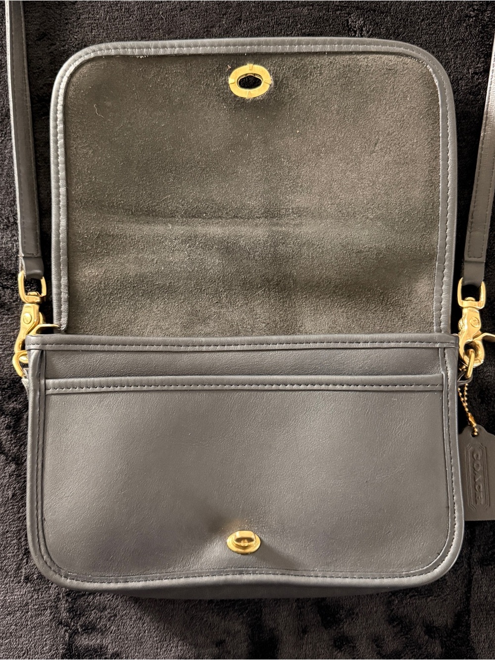 Coach Pre '94 1989 - 1993 Vintage Navy Blue Pocket Purse - Picture 4 of 13